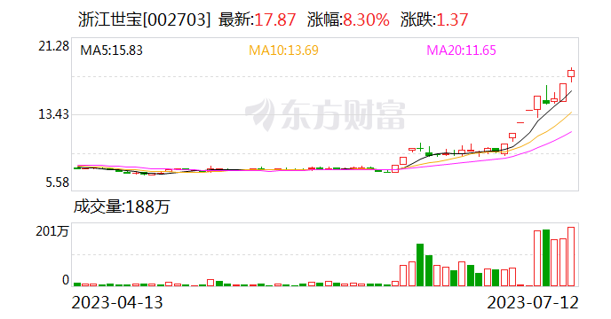 浙江世宝现8笔共计1.18亿元折价大宗交易