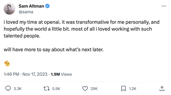 OpenAI“散架”了，董事会突然开除Sam Altman，技术核心跟着不干了